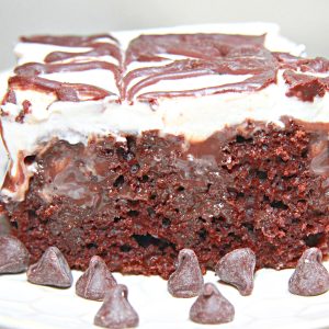 Chocolate Marshmallow Poke Cake