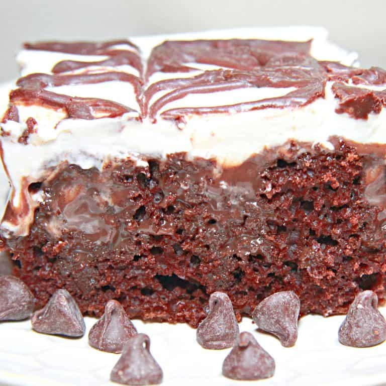 Chocolate Marshmallow Poke Cake