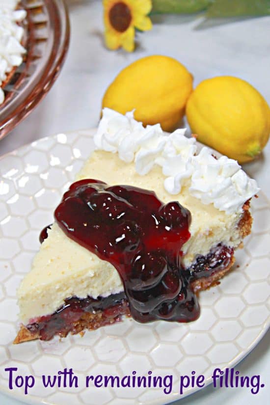 A delicious chilled pie made from blueberries, lemons, and a buttery graham cracker crust.