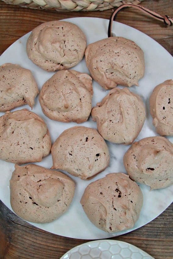 Mocha Meringue Cookies have a bold mocha flavor and a soft chewy center.
