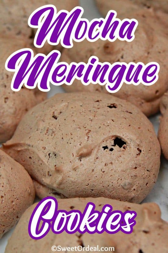 An airy, crackly shell on a coffee flavored cookie with a delicious soft inside.