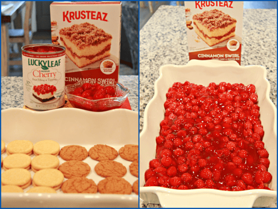 Cinnamon Swirl Cherry Dessert is easy to make in a 13 x 9-inch baking dish.
