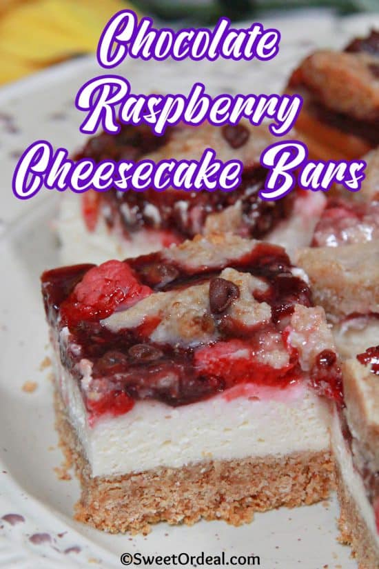 Fresh berries and chocolate chips nestled in a sweet jam over cream cheese and a buttery graham cracker crust.