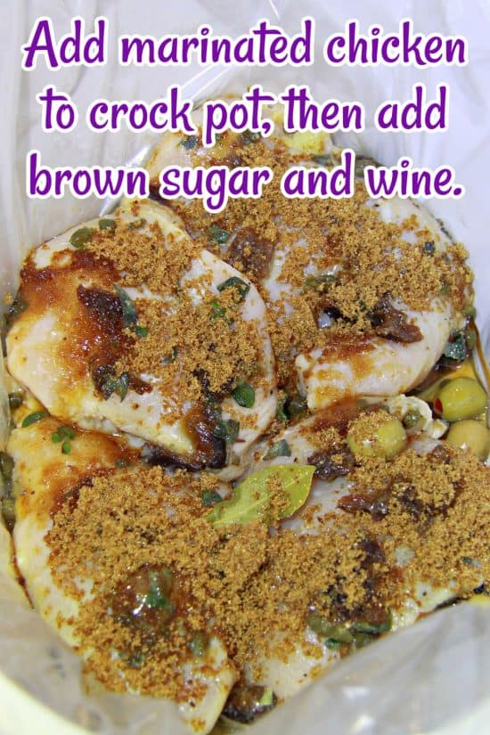 Brown sugar and prunes give a sweet flavor to the savory green olives and capers.