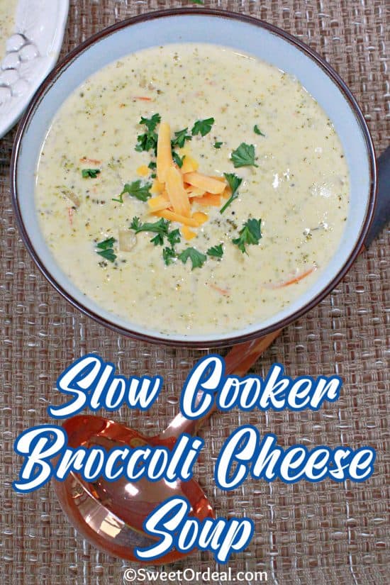 Slow Cooker Broccoli Cheese Soup is a hearty soup with rich, creamy, cheesy goodness.
