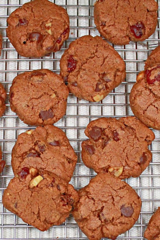 Almond Butter Chocolate Chip Cookies are fun to customize with dried cranberries, glazed walnuts, or roasted pecans.