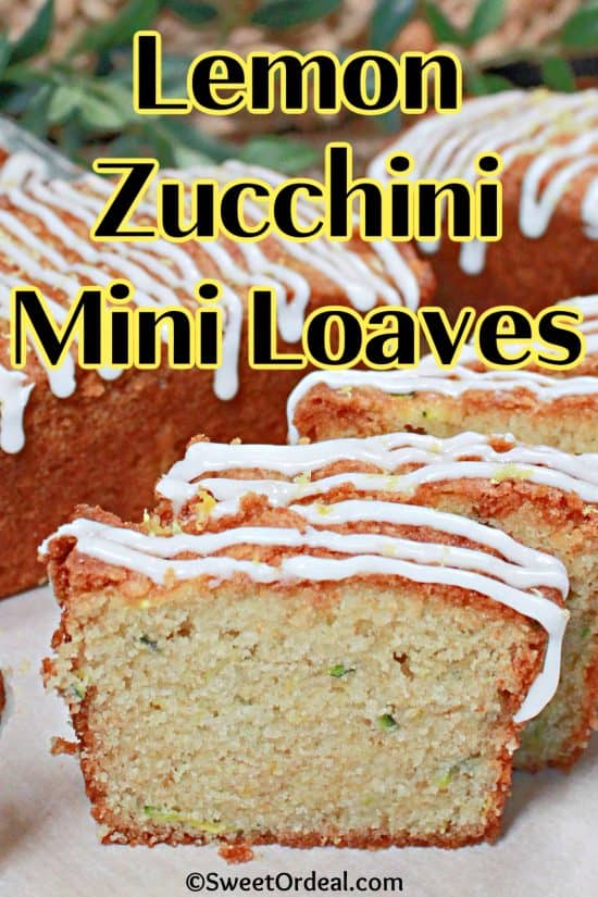 A sweet sugary glaze over each bread loaf moist from Greek yogurt and garden-fresh zucchini.