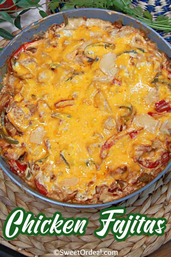 Chicken Fajitas with a cheesy cream sauce are delicious and easy to make in just one skillet.