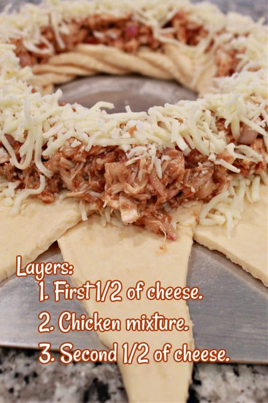 A simple appetizer made of meat and cheese layers wrapped in crescent dough.