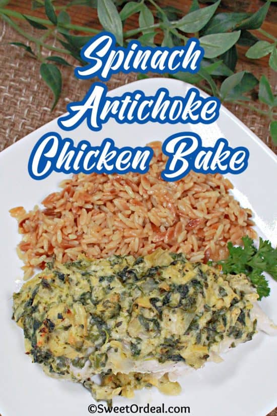 Chopped artichokes and spinach perfectly seasoned and spread over chicken breasts.