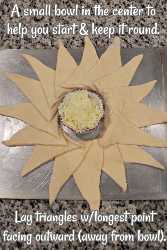 Cowboy Chicken Wreath is fun and easy to make using crescent dough and cooked chicken.