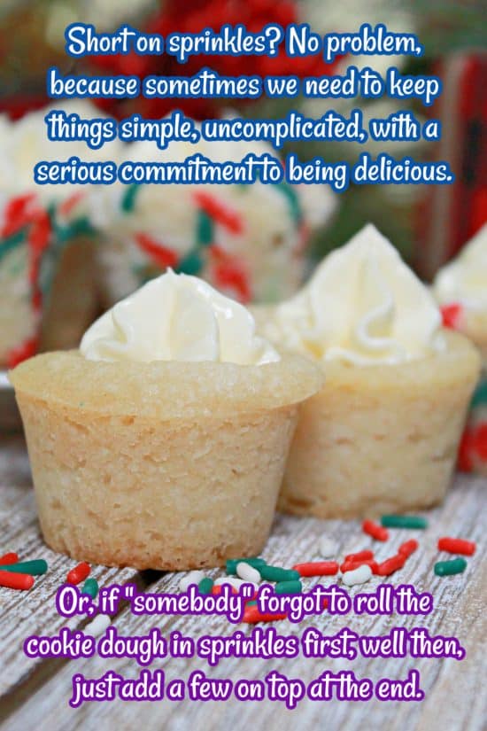 Sprinkled Cheesecake Bites have a sugar cookie crust and no-bake cheesecake center.