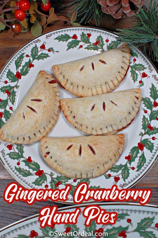 Gingered Cranberry Hand Pies are bursting with tart, sweet, and warm flavors in a flaky crust.