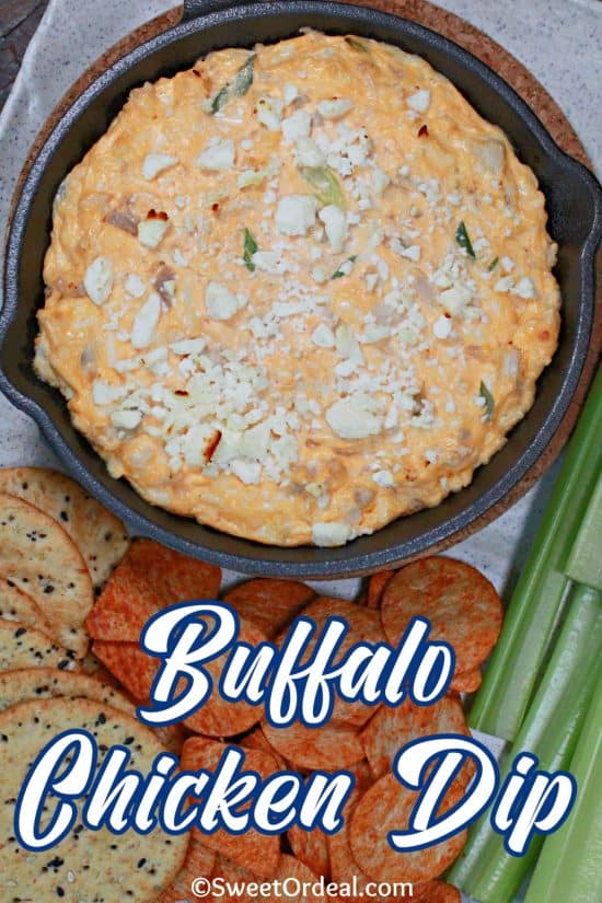 Buffalo Chicken Dip is creamy, cheesy, and loaded with chicken and buffalo sauce.