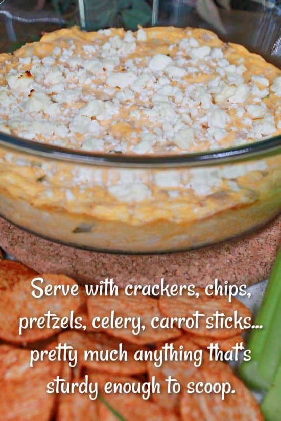 Buffalo Chicken Dip is creamy, cheesy, tangy, and perfectly spicy thanks to rotisserie chicken, Monterey Jack, and buffalo sauce.