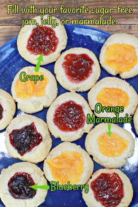 A delicious treat made with a buttery almond base, then filled with your favorite sugar-free jam, jelly, or marmalade.