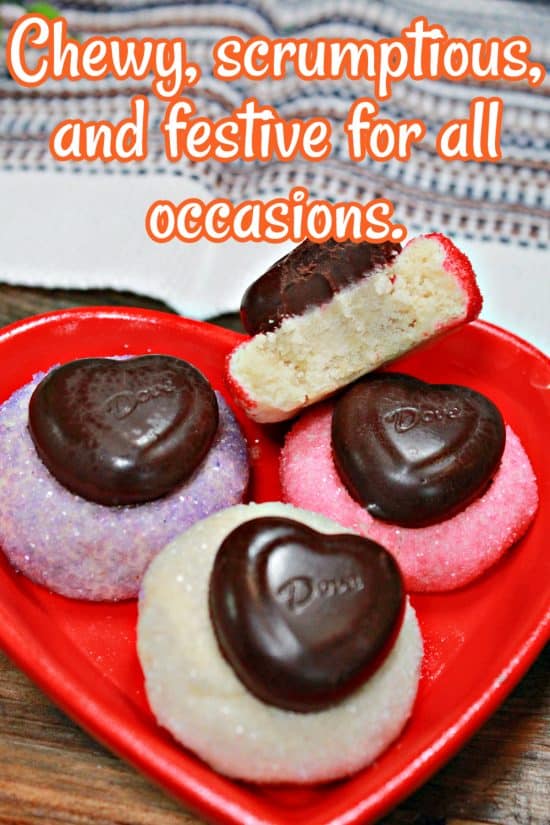 Almond Blossom Cookies are chewy, soft, and buttery flavored with a hint of almond, then rolled in colorful sanding sugar.
