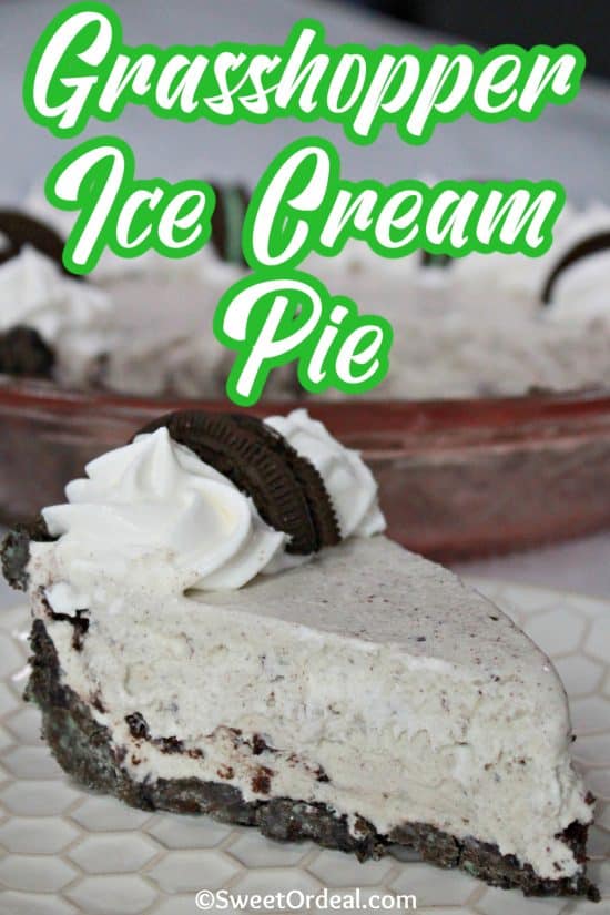 Whipped topping and halved Oreo cookies decorate this chocolaty, minty freezer dessert.