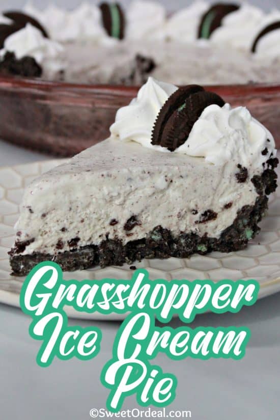 Grasshopper Ice Cream Pie is creamy, crunchy, and loaded with chocolate and mint flavors.