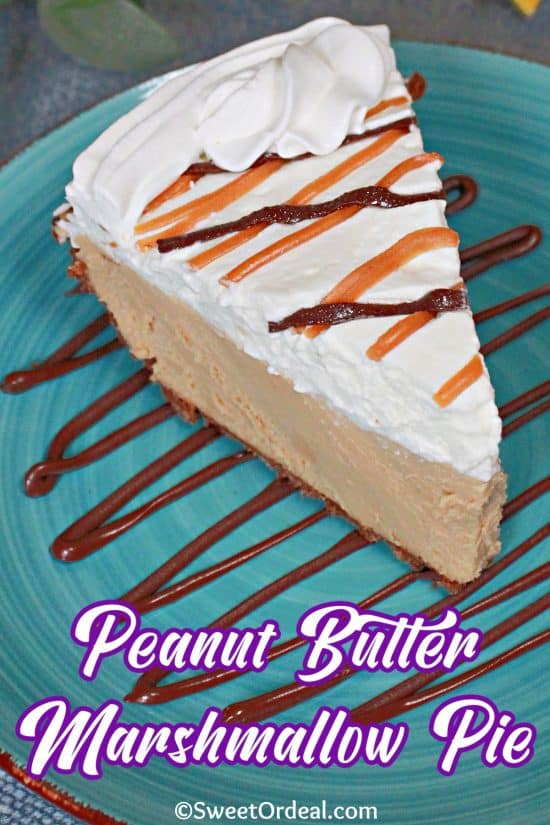 Peanut Butter Marshmallow Pie is creamy, fluffy, and packed with rich peanut butter flavor tucked inside a chocolate crust.