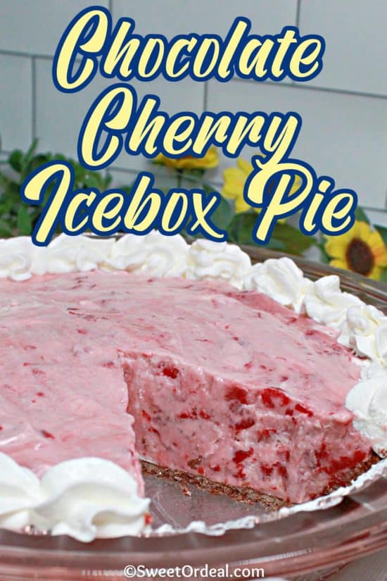 Sweet chunks of cherries in this fluffy chilled dessert made in a chocolaty crust.