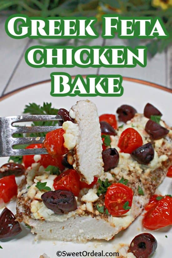 Greek Feta Chicken Bake uses simple ingredients and only one pan to keep dishes at a minimum.
