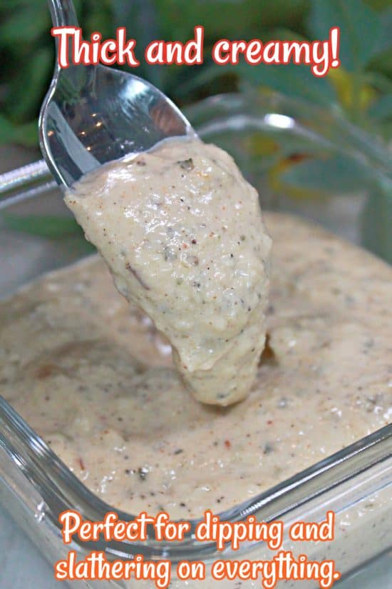 Creamy Garlic Parmesan Sauce is thick and creamy, perfect for dipping, spreading, and anything else you can think of.