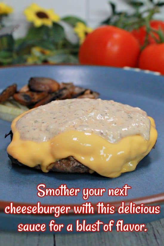 A delicious cheeseburger smothered in a rich, tangy sauce.