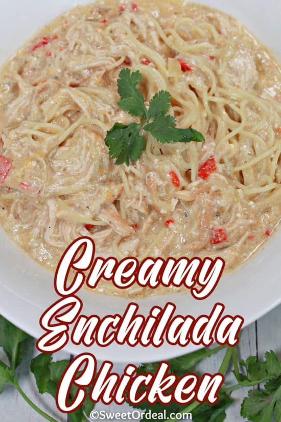 Creamy Enchilada Chicken is super tasty and versatile so everyone is happy at dinner time.