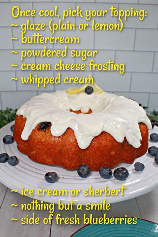 Customize your dessert with a list of optional toppings, like whipped cream, frosting, or powdered sugar.