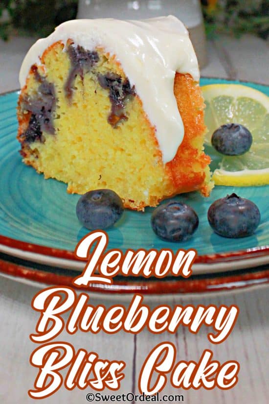 Lemon Blueberry Bliss Cake is perfectly moist thanks to the pudding mix.