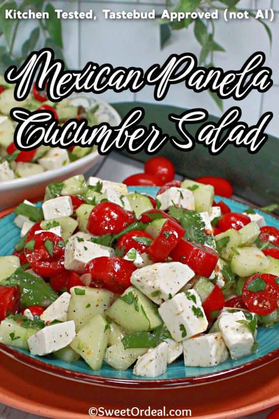 Mexican Panela Cucumber Salad is made with crisp cucumbers, juicy tomatoes, and creamy panela cheese tossed in a zesty lime dressing.