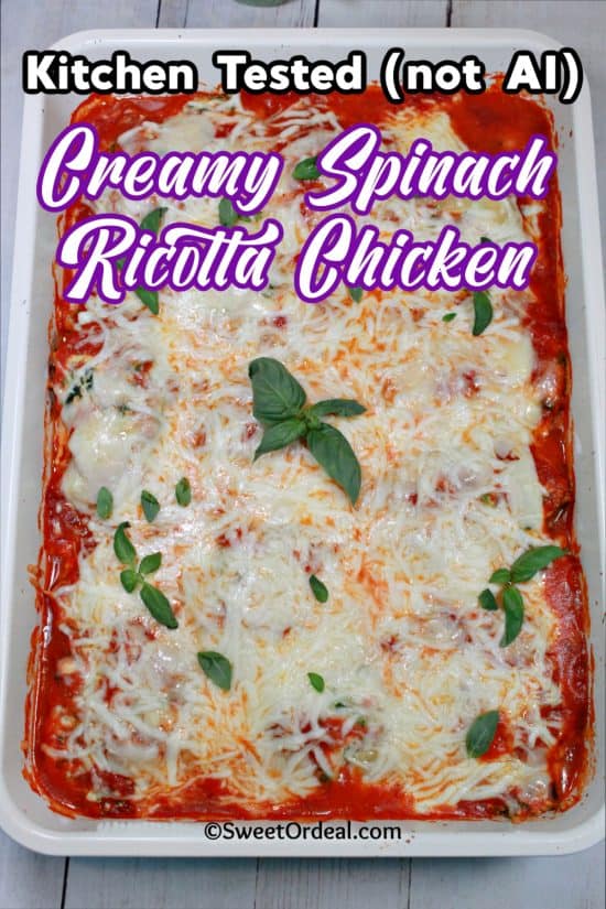 Creamy Spinach Ricotta Chicken has big lasagna energy, minus the noodles and extra steps.
