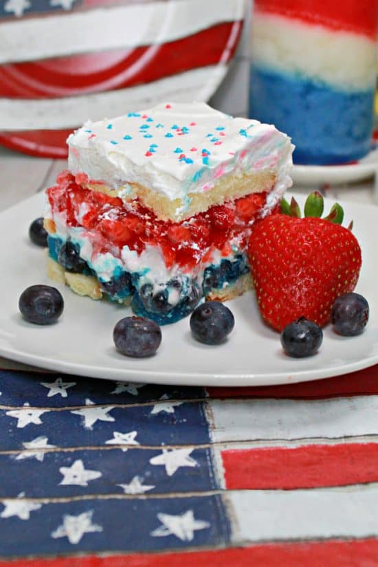 Fresh berries in layers of cream cheese and Jell-O gelatin for that perfectly cool dessert.