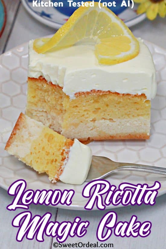 Lemon Ricotta Magic Cake is a chilled layered dessert perfect for all lemon lovers.