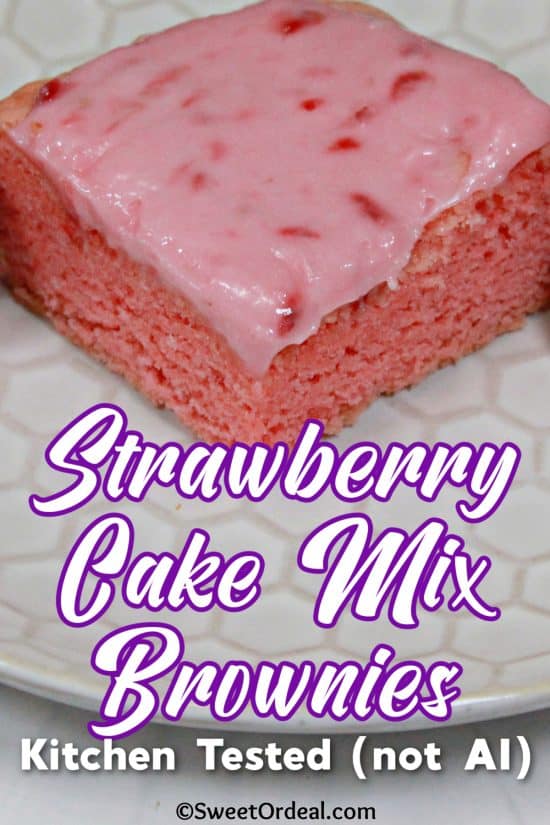 Strawberry Cake Mix Brownies are soft and chewy with a delicious homemade cream cheese frosting.