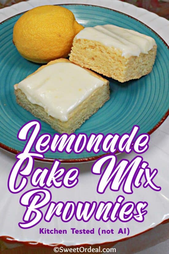 Lemonade Cake Mix Brownies are soft and chewy , bursting with bright lemon flavor thanks to fresh lemons.