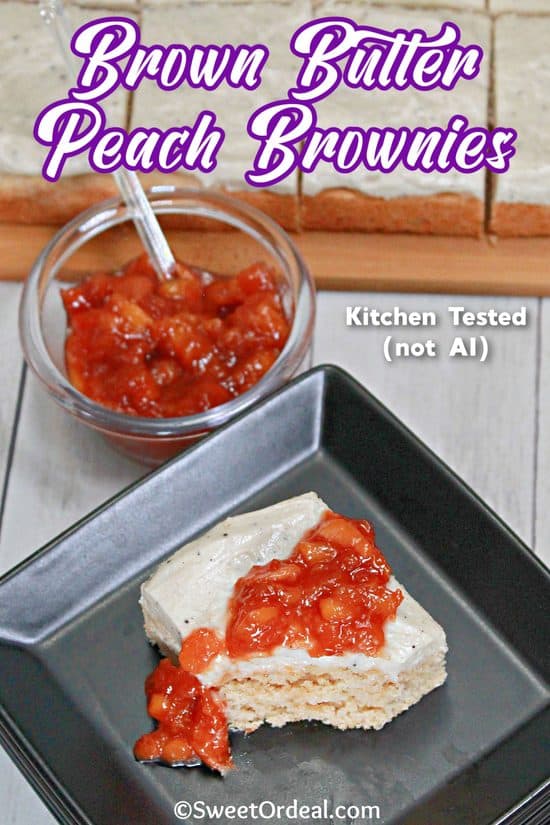 Brown Butter Peach Brownies has warm, cozy flavors of cinnamon with the fresh summer flavor of peaches.