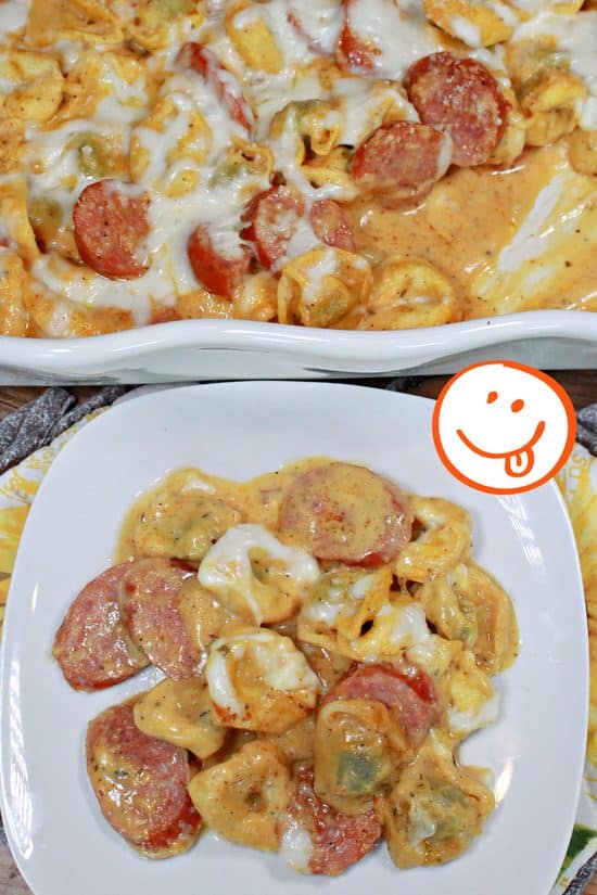 Easy dinner recipe using one dish, your favorite tortellini and your favorite sausage.