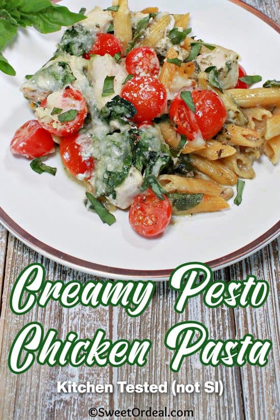 Creamy Pesto Chicken Pasta is a one-dish, easy dinner loaded with delicious flavors.