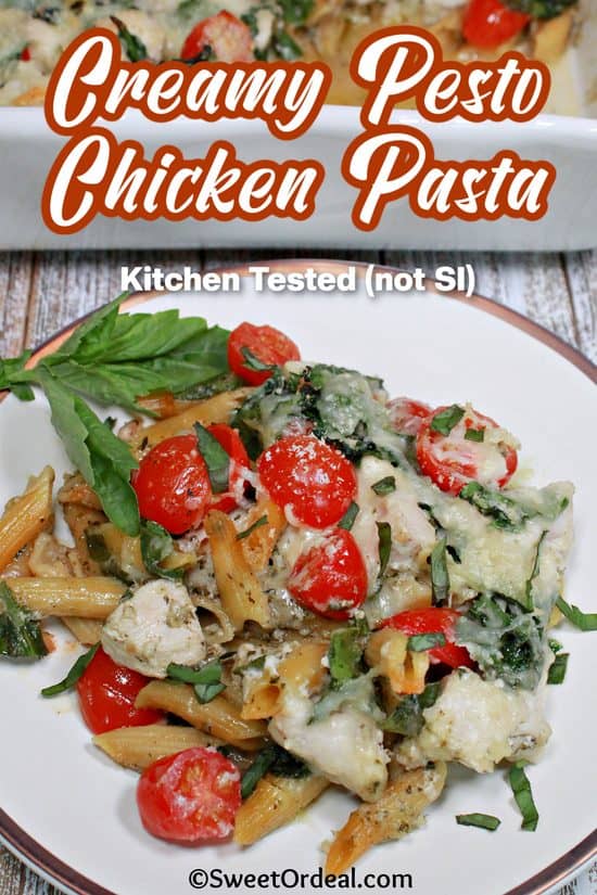 Creamy Pesto Chicken Pasta is a no fuss, easy recipe that's perfect for busy nights, or when you want to impress.