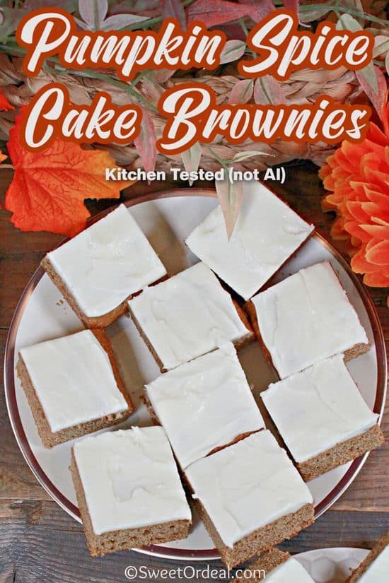 Pumpkin Spice Cake Brownies are the perfect fall dessert; quick, easy, and scrumptious.