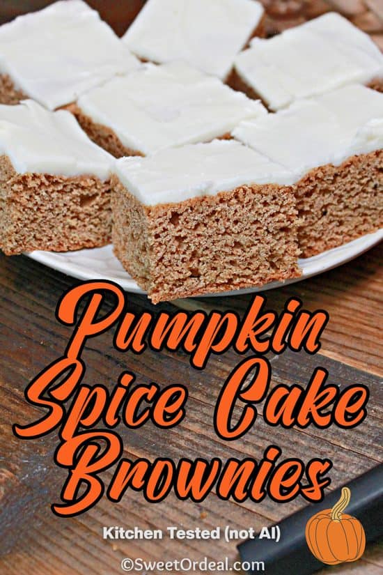 Pumpkin Spice Cake Brownies are easy to make, soft, chewy, and perfect for satisfying that sweet tooth.