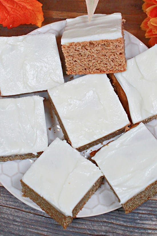 A soft, chewy fall dessert made from a cake mix infused with pumpkin spice flavors.
