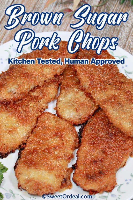Brown Sugar Pork Chops are sweet, savory, cheesy, and crispy all in one bite.
